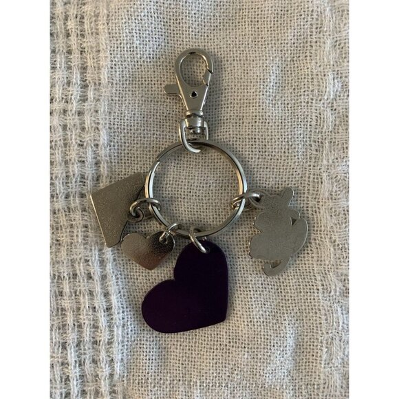 Vintage ROXY Quicksilver Keychain Purple Heart Key Ring Bag Charm - Picture 3 of 3